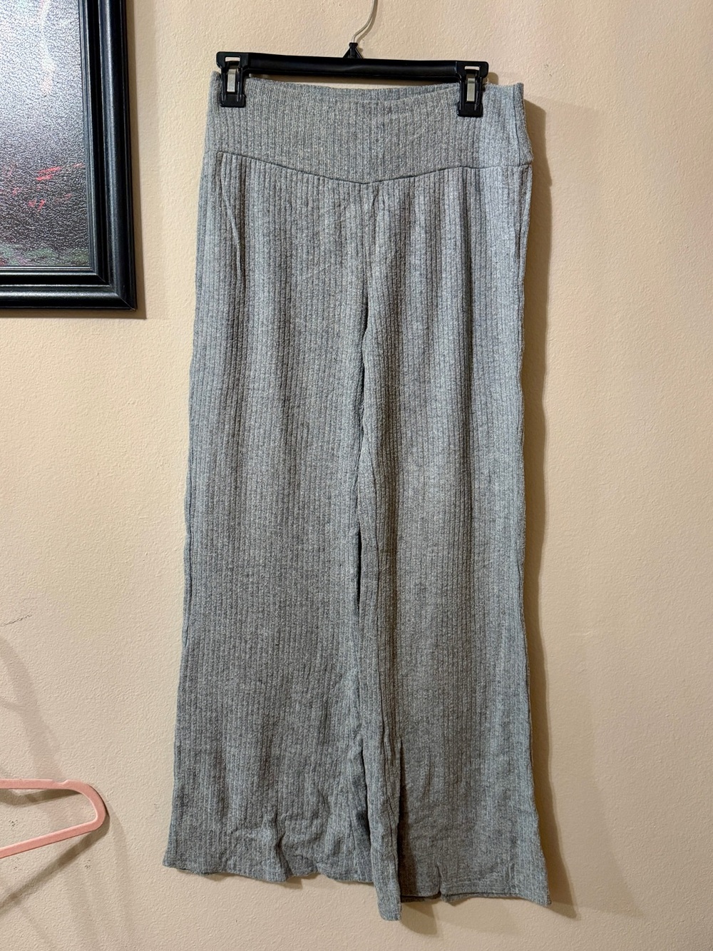 Kirious Atelier Ribbed Wide-Leg Knit Pants Light Gray
